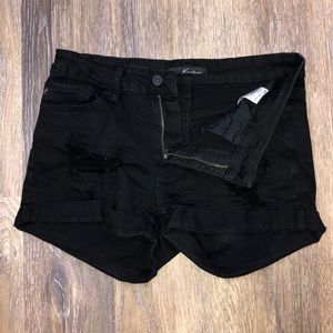 Euc black denim distressed shorts